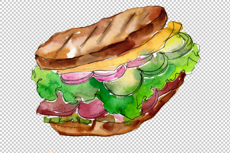tasty-sandwich-png-watercolor-set-nbsp