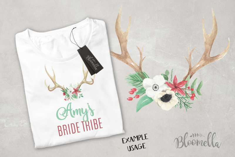 antlers-bouquet-floral-red-green-christmas-stag-flowers-leaves-winter