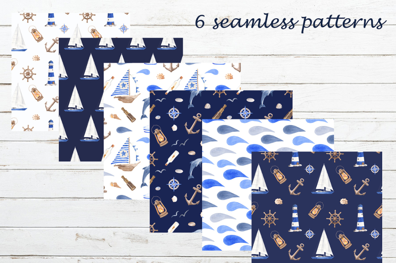 nautical-watercolor-clipart-seamless-patterns