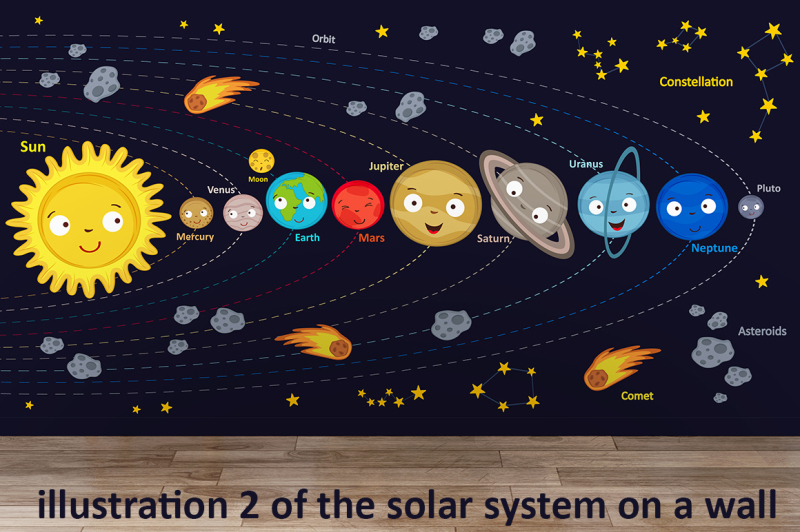 cute solar system By Nataka | TheHungryJPEG.com