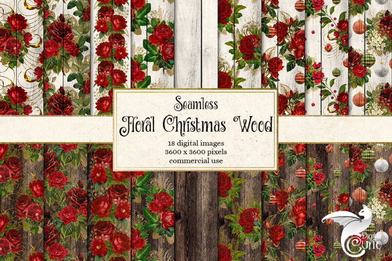 floral-christmas-wood-digital-paper
