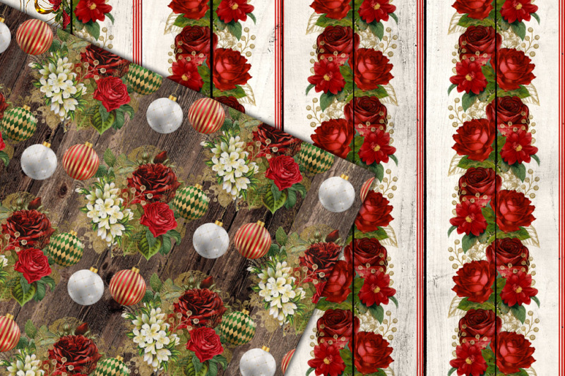 floral-christmas-wood-digital-paper