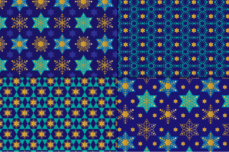 seamless-blue-gold-hanukkah-patterns