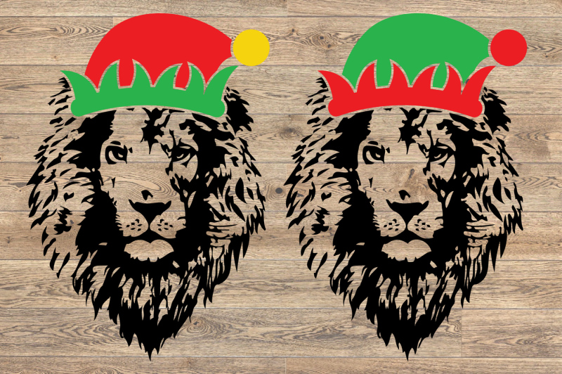 lion-head-whit-christmas-hat-svg-santa-elf-elves-1091s