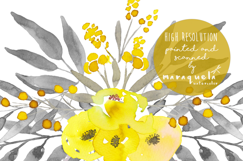 yellow-and-grey-flowers-hand-painted