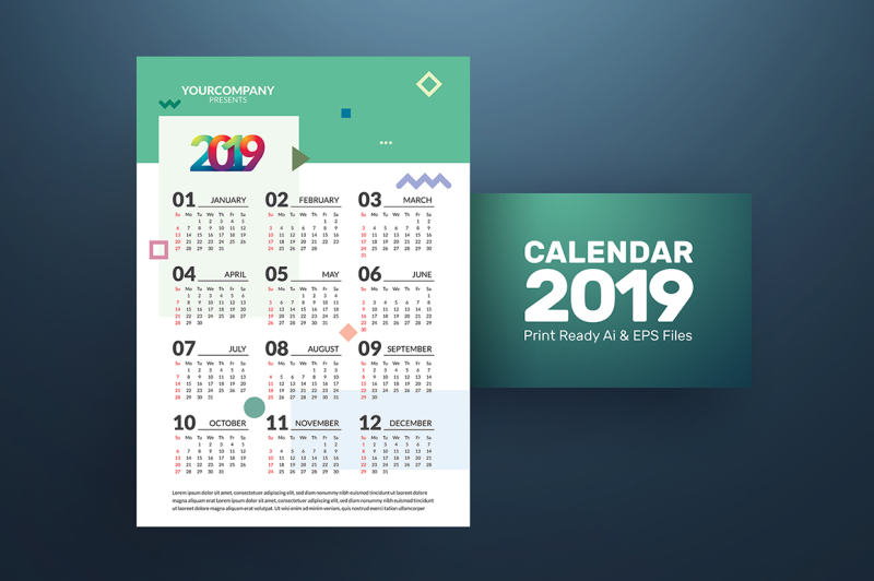 flat-bright-2019-calendar-template