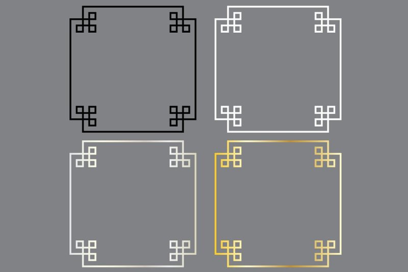 silver-and-gold-square-fretwork-frames