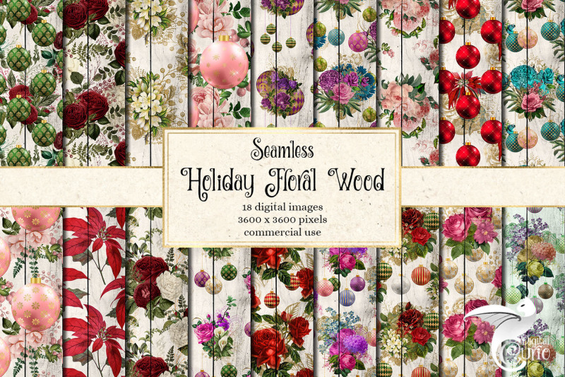 holiday-floral-wood-digital-paper