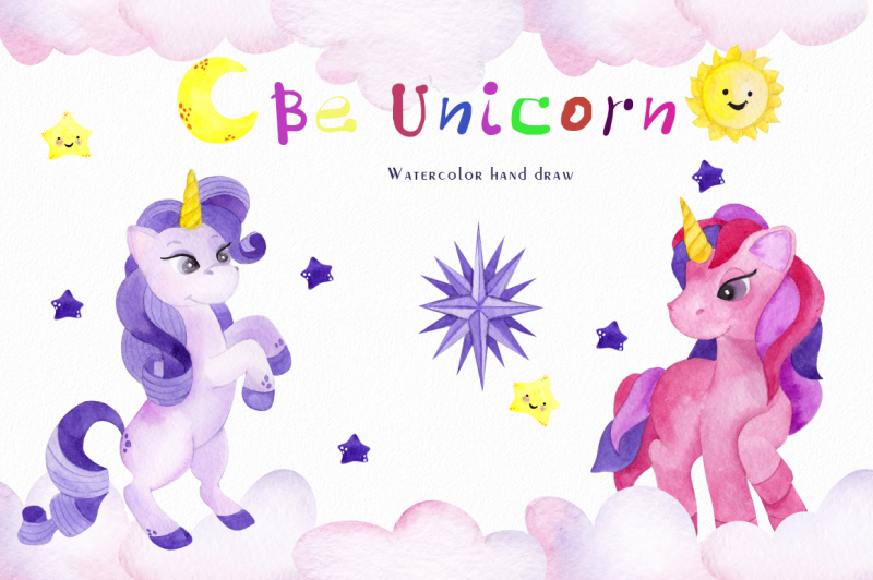 be-unicorn-watercolor-illustration