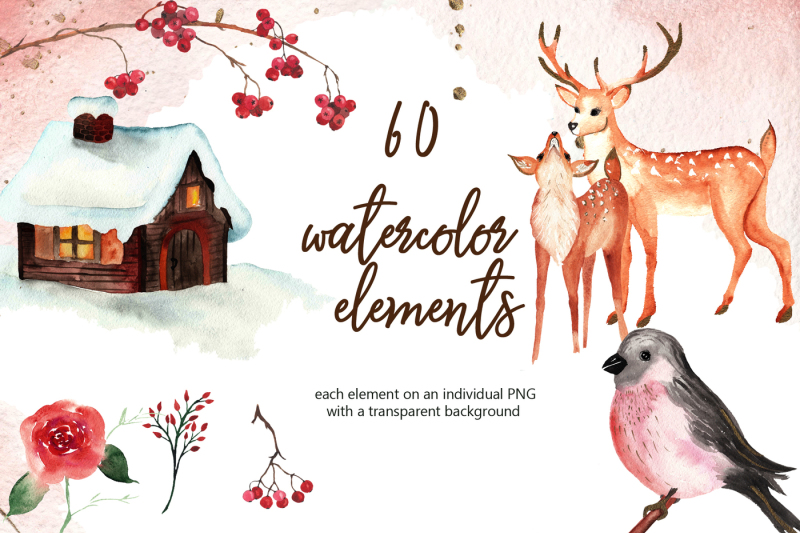 gold-mood-in-winter-christmas-watercolor-collection