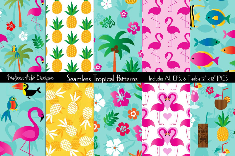 seamless-tropical-flamingo-amp-pineapple-patterns