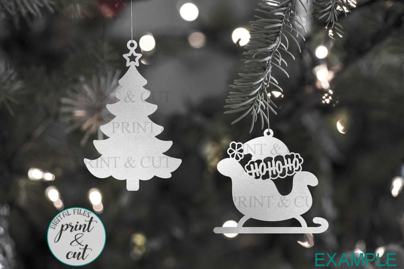 Hanging Christmas tree decorations cutting templates bundle By