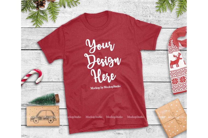 red-christmas-tshirt-mockup-flat-lay-holiday-shirt-display