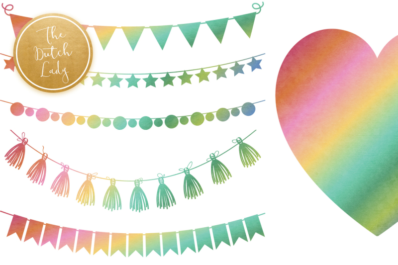 rainbow-party-and-text-clipart-set