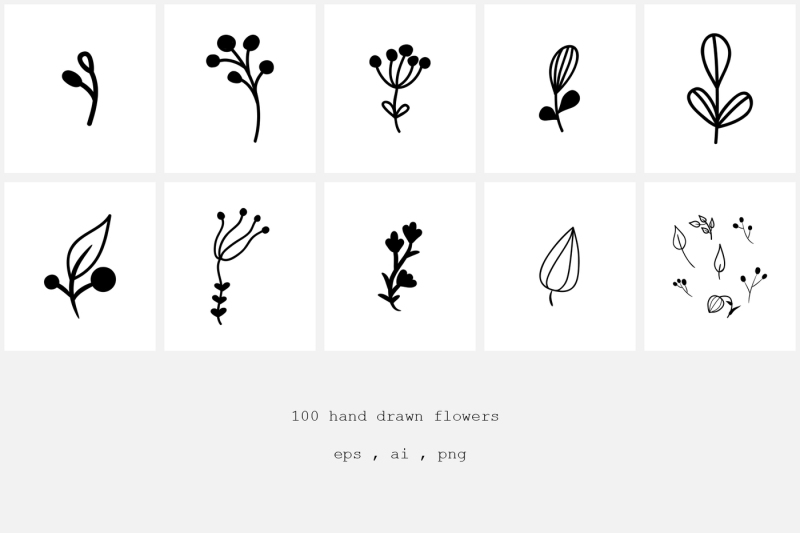 100-hand-drawn-flowers