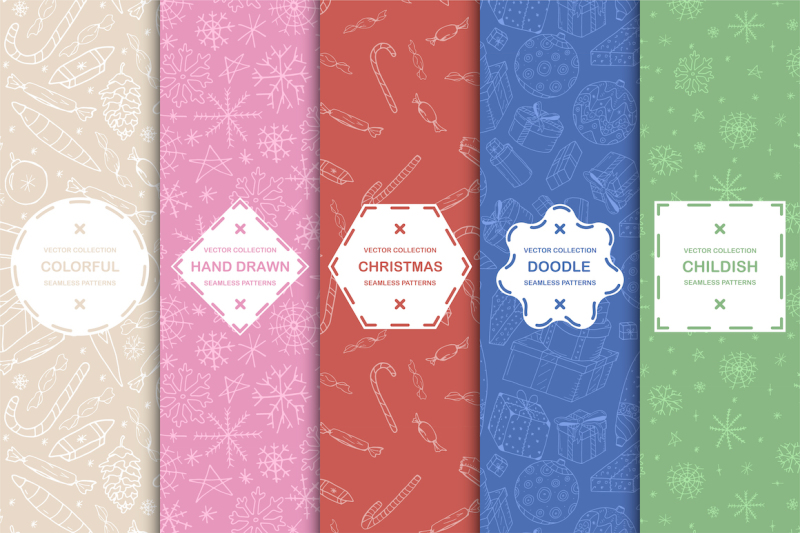 doodle-christmas-seamless-patterns