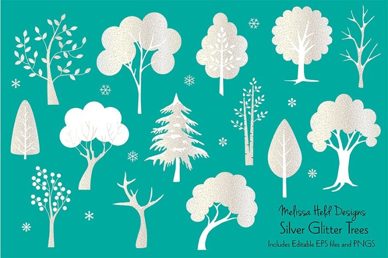 silver-glitter-trees