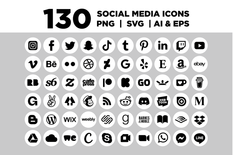 white-circle-social-media-icons-set