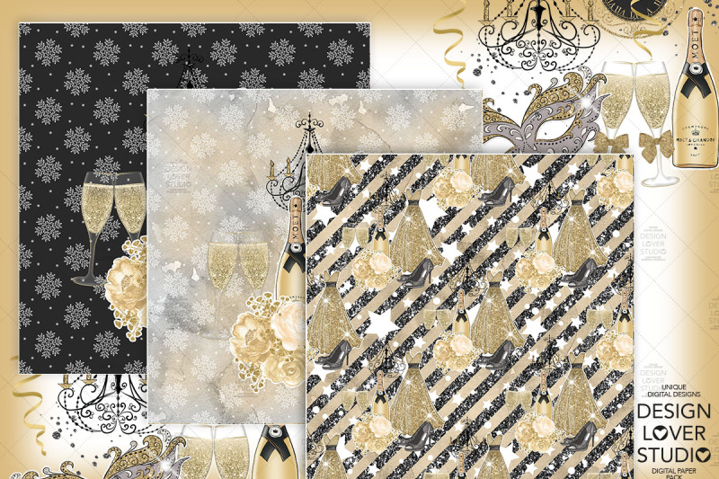 happy-new-year-gold-digital-paper-pack