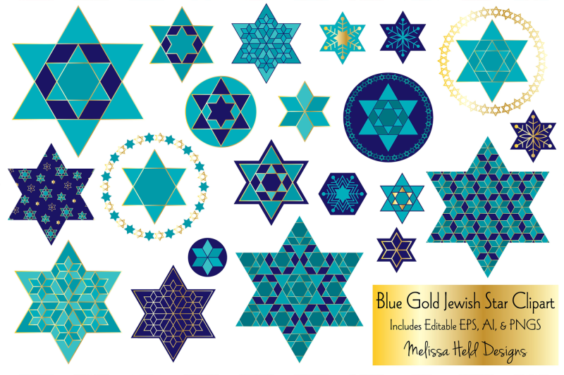 blue-gold-jewish-star-clipart