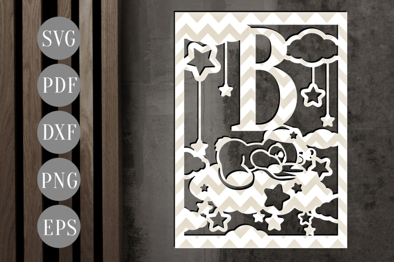 letter-b-monogram-svg-teddy-bear-papercut-template-baby-dxf-pdf