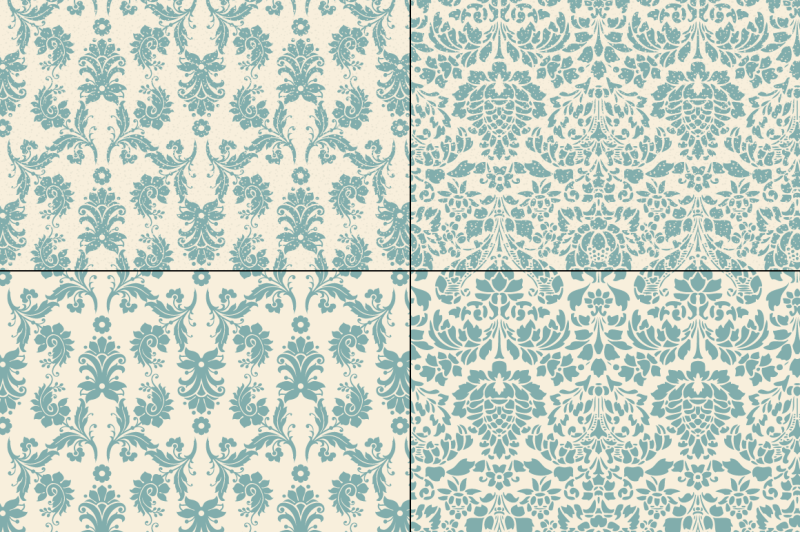 seamless-blue-damask-patterns