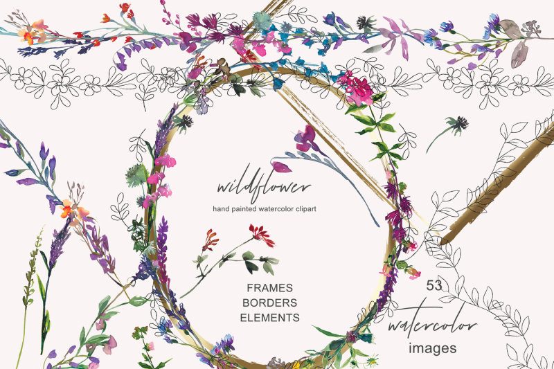 watercolor-wildflower-clipart-subtle-frame-collection