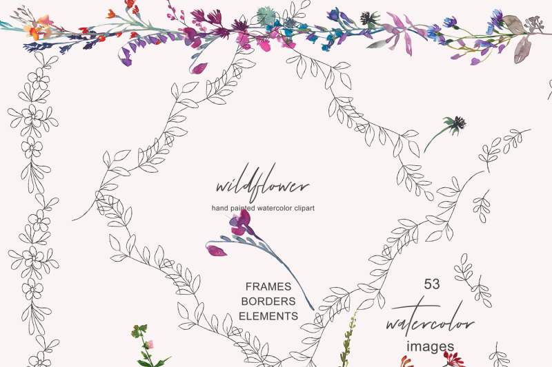 watercolor-wildflower-clipart-subtle-frame-collection
