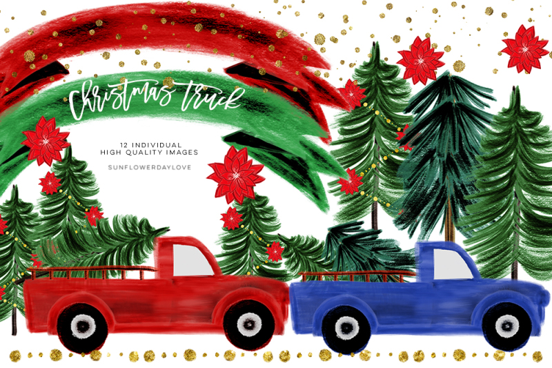 watercolor-christmas-clipart-christmas-truck-clip-art