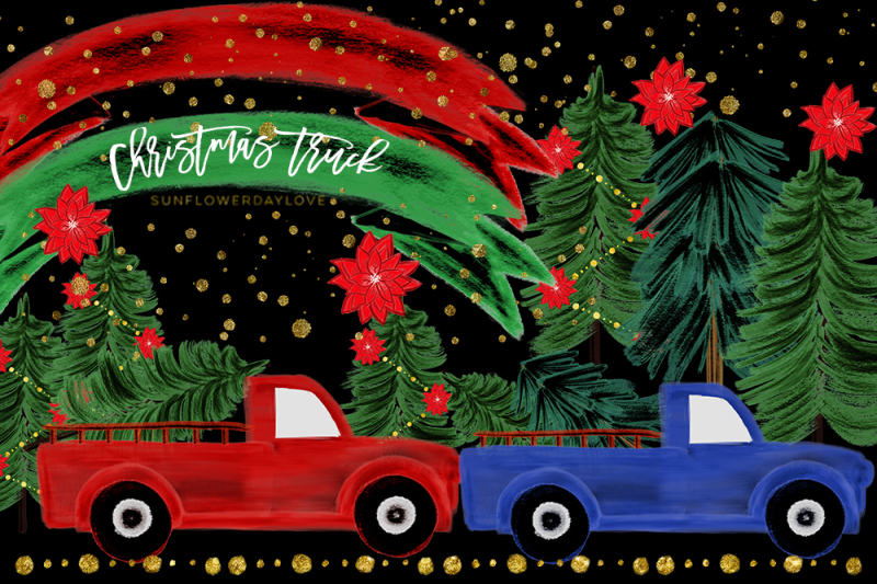 watercolor-christmas-clipart-christmas-truck-clip-art