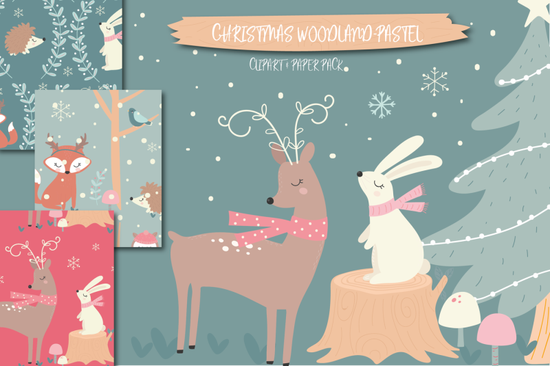 christmas-woodland-pastel-set