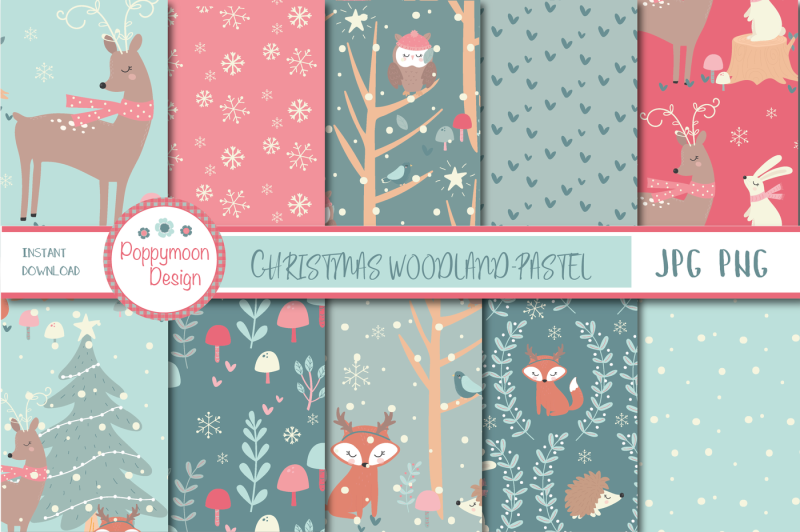 christmas-woodland-pastel-set