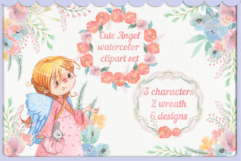 cute-watercolor-angel-girls-clipart-set