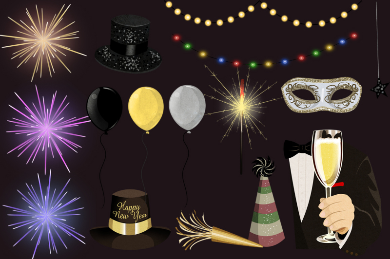 happy-new-year-clip-art-set