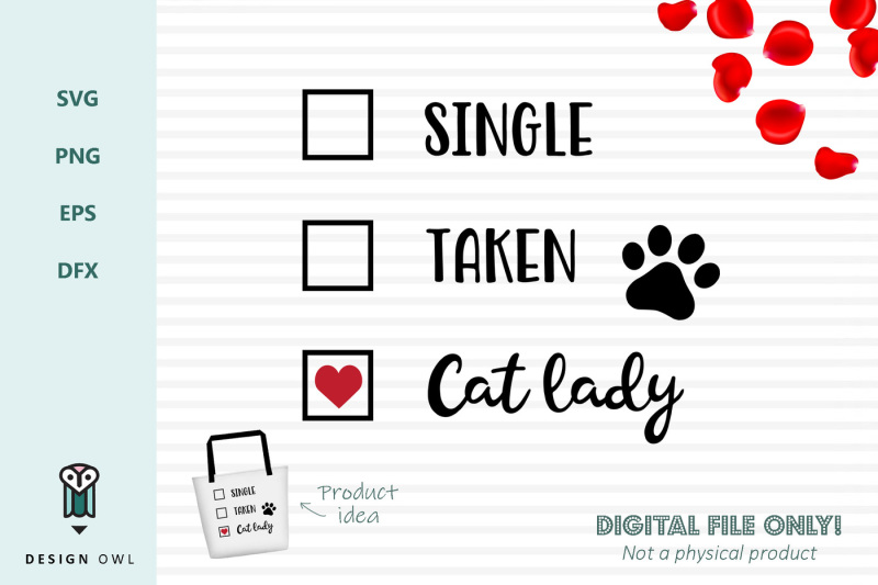 single-taken-cat-lady-svg-file