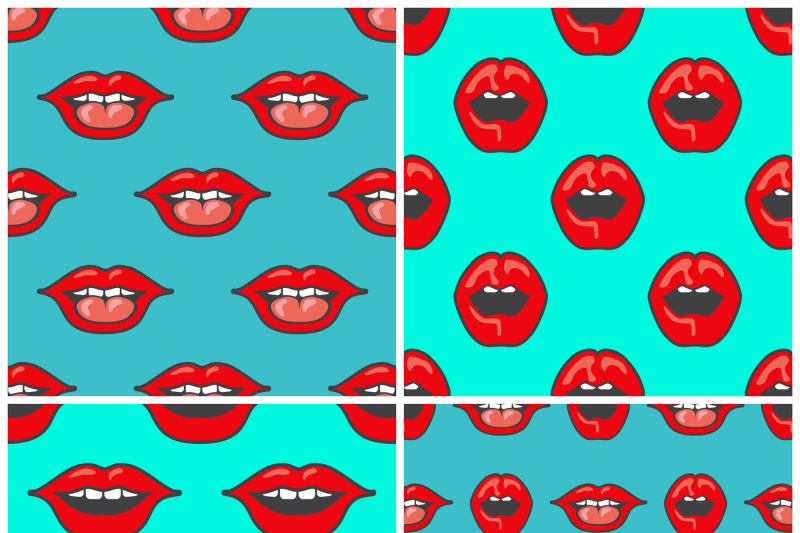 red-lips-background-vector-seamless-patterns-set