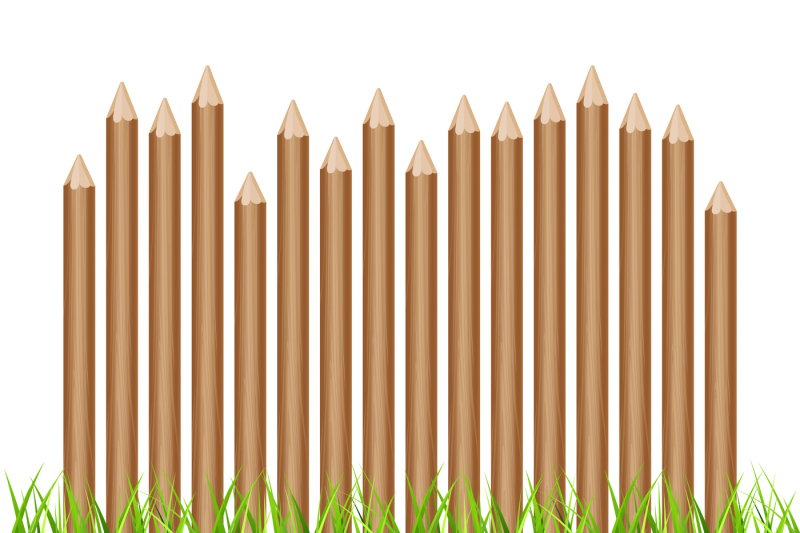 rural-wooden-fence-palisade-in-green-grass-vector-illustration