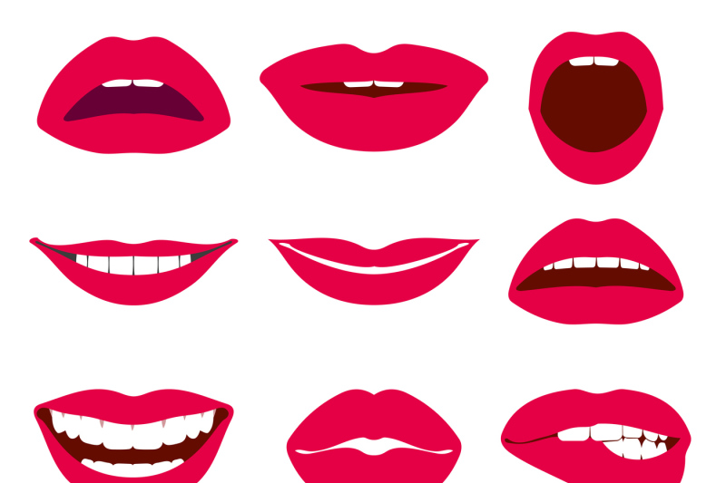 woman-lips-expression-vector-icons-set