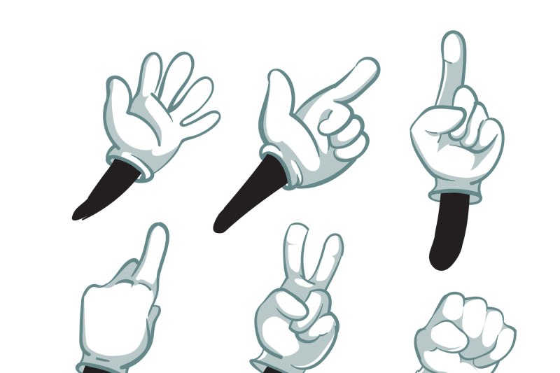 cartoon-arms-gloved-hands-parts-of-body-vector-illustration