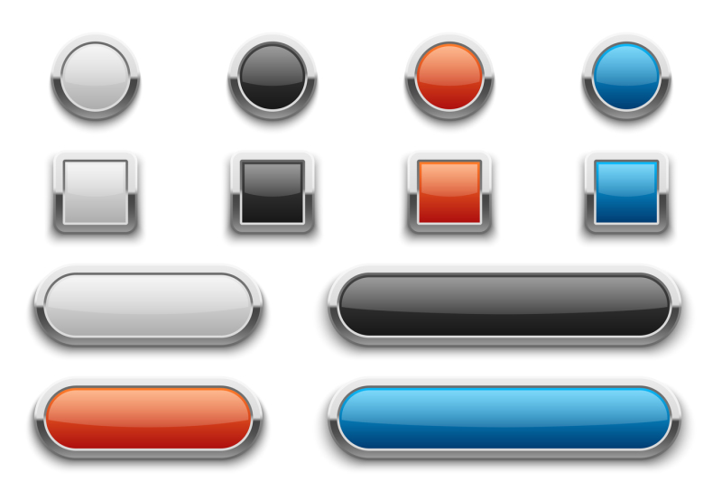 vector-red-blue-black-and-white-glossy-buttons-with-shiny-metal-fram