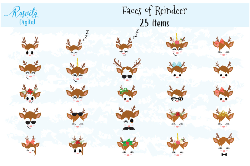 christmas-decor-reindeer-faces-svg-clipart-set-1
