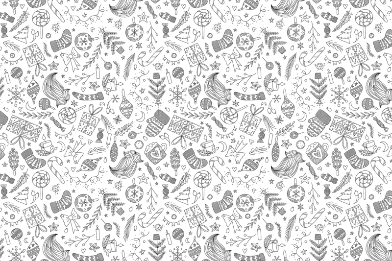 white-christmas-doodle-pattern