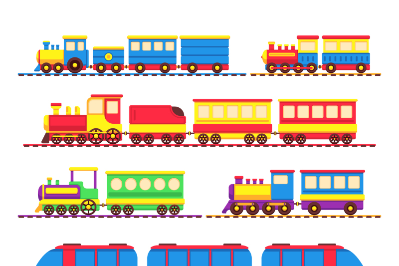 cartoon-kids-toy-trains-locomotive-and-wagons-vector-set