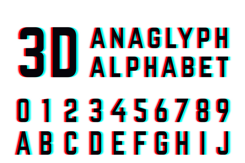 tv-distortion-3d-effect-stereoscopic-anaglyph-alphabet-and-numbers