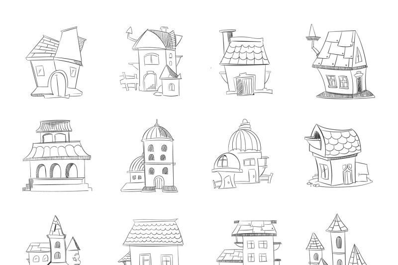 hand-drawn-cartoon-different-houses-buildings-line-sketch-doodle-ve