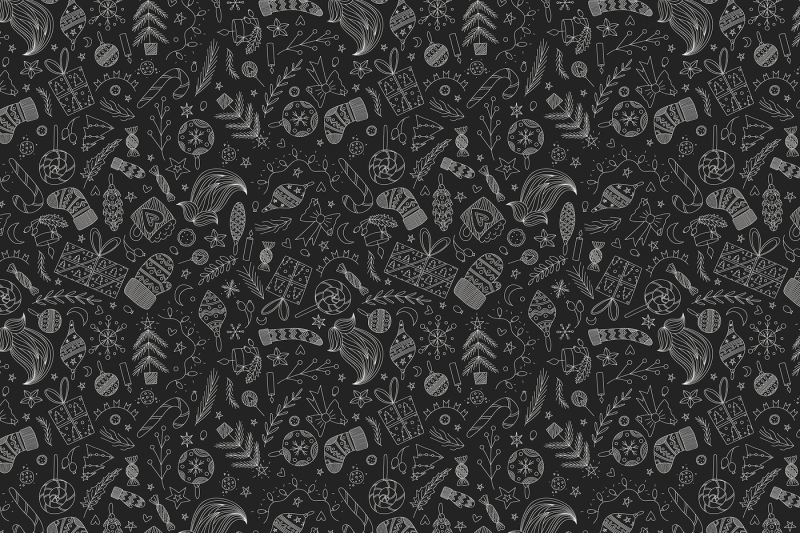 black-christmas-doodle-pattern