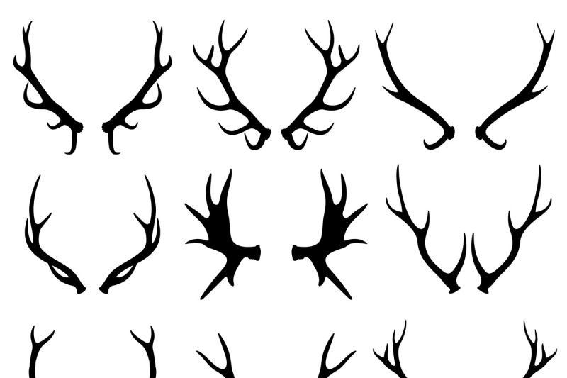 antlers-deer-and-reindeer-horns-vector-silhouettes-isolated-on-white