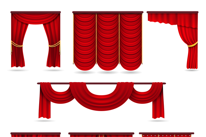 silk-red-room-curtains-velvet-scarlet-fabric-vector-collection