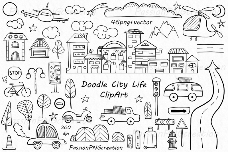 doodle-city-life-clipart
