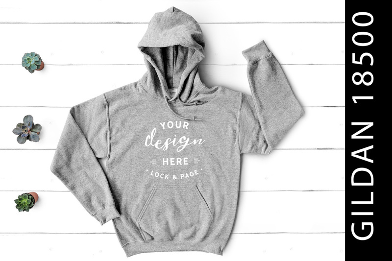 Free Sport Grey Gildan 18500 Hooded Top Mockup (PSD Mockups)